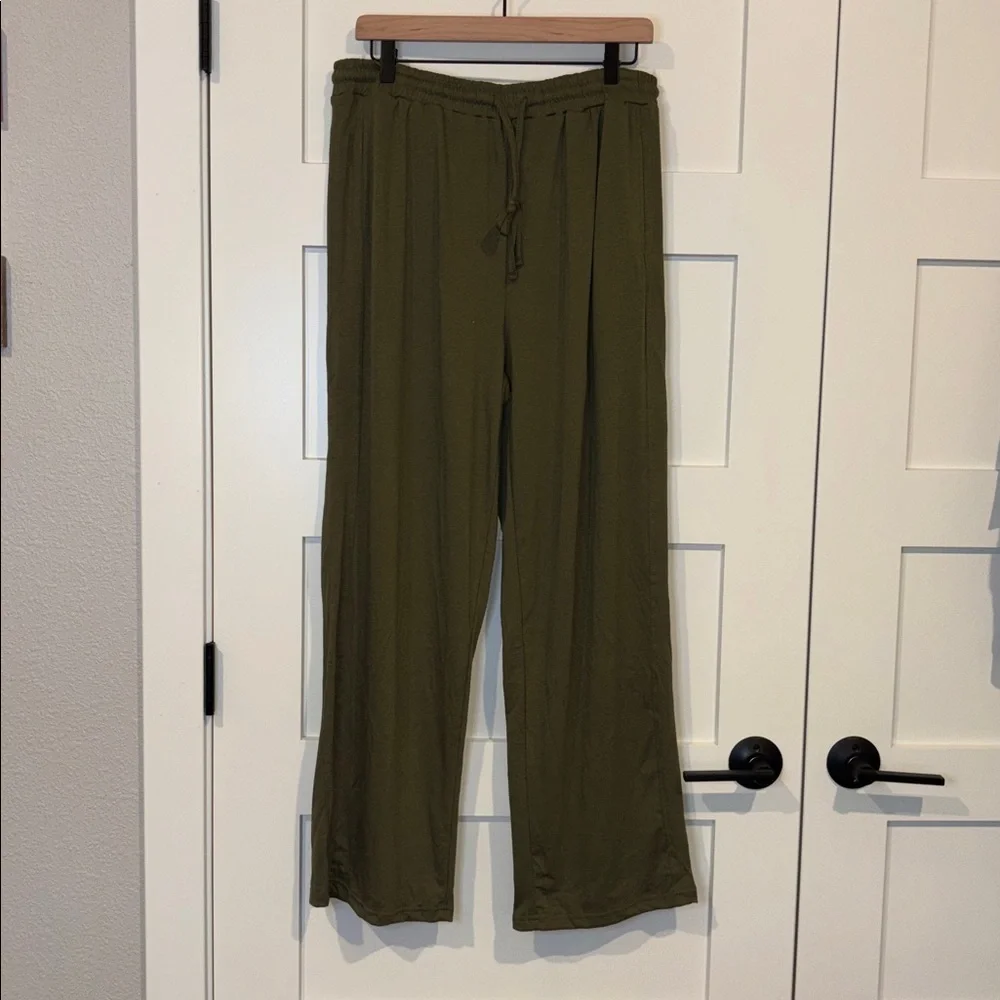 Wide Leg Olive Green Yoga Lounge Pants